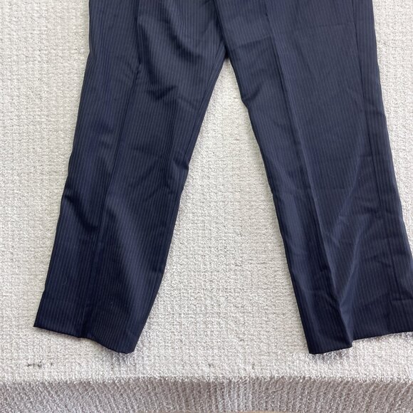 Kenneth Cole Mens 2 Piece Suit Blazer 40 R / Pants 34R Navy Blue Pine Striped - Picture 16 of 16